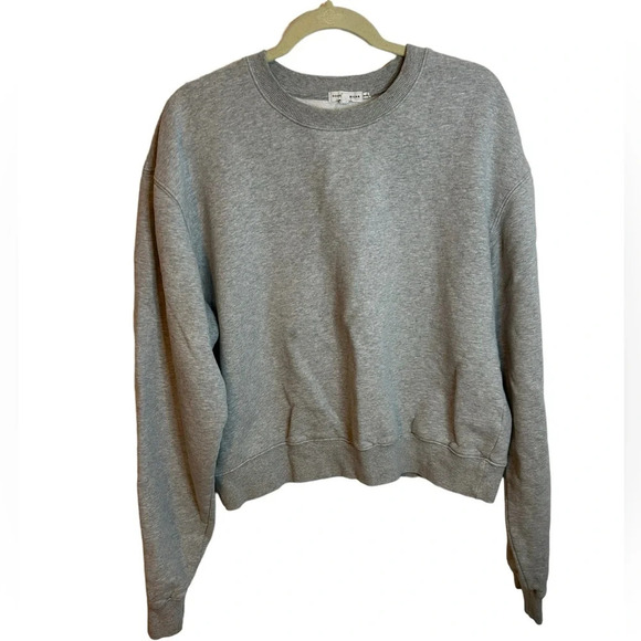 GOOD AMERICAN CLASSIC GRAY COTTON CREWNECK SWEATSHIRT - Picture 1 of 5